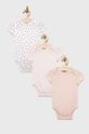 pastelowy różowy GAP body bawełniane niemowlęce (3-pack) Dziecięcy