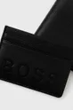 Кожаные кошелёк и чехол для карт Boss чёрный