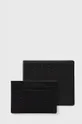 μαύρο Δερμάτινο πορτοφόλι και θήκη καρτών Hugo Ανδρικά