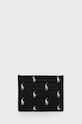Δερμάτινη θήκη για κάρτες Polo Ralph Lauren λεπτό μοτίβο μαύρο 405845400001