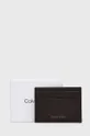 hnedá Kožené puzdro na karty Calvin Klein