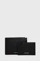 czarny Calvin Klein portfel i etui na karty skórzane Męski