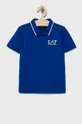 plava Pamučna polo majica EA7 Emporio Armani Za dječake
