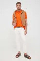 Bavlnené polo tričko Woolrich oranžová