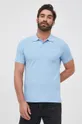 Βαμβακερό μπλουζάκι πόλο United Colors of Benetton μπλε