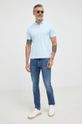 Bavlněné polo tričko Calvin Klein světle modrá