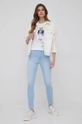 Kavbojke Wrangler High Rise Skinny Soft Blue modra