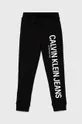 czarny Calvin Klein Jeans Spodnie bawełniane dziecięce IB0IB01150.PPYY Chłopięcy