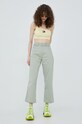 Kalhoty s příměsí lnu Tommy Jeans Betsy high zelená DW0DW12161.PPYY