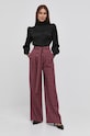Vlnené nohavice Custommade 999495508 burgundské SS22