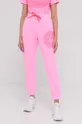 Βαμβακερό παντελόνι Pinko ροζ