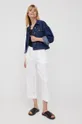 Λινό παντελόνι DKNY λευκό