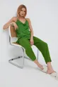 United Colors of Benetton spodnie lniane zielony