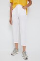 Λινό παντελόνι United Colors of Benetton 4AGH55AH4.101 λευκό SS22