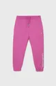różowy Calvin Klein Jeans Spodnie bawełniane dziecięce IG0IG01322.PPYY Dziewczęcy