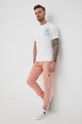 Tommy Hilfiger spodnie dresowe bawełniane pastelowy różowy