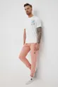 Βαμβακερό παντελόνι Tommy Hilfiger ροζ