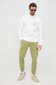 Nohavice Calvin Klein Jeans svetlá olivová