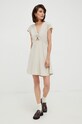 Vero Moda sukienka z domieszką lnu casual beżowy 10260353.SilverLini