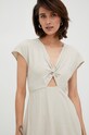 Vero Moda sukienka z domieszką lnu beżowy 10260353.SilverLini