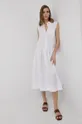 Λινό φόρεμα Max Mara Leisure λευκό