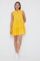 žlutá Plátěné šaty Sisley Dámský