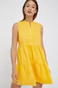 Sisley sukienka lniana żółty