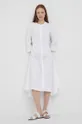 Βαμβακερό φόρεμα DKNY λευκό