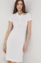 Βαμβακερό φόρεμα BOSS λευκό