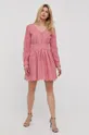 Βαμβακερό φόρεμα MICHAEL Michael Kors ροζ