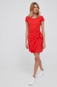 červená Bavlnené šaty Lauren Ralph Lauren Dámsky