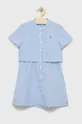 modra Otroška obleka Tommy Hilfiger Dekliški