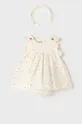 μπεζ Παιδικό βαμβακερό φόρεμα Mayoral Newborn Για κορίτσια