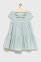 United Colors of Benetton sukienka lniana dziecięca 4BE7CV004.G niebieski SS22