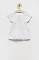 United Colors of Benetton sukienka lniana dziecięca 4BE7GV004.P biały SS22