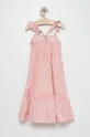 Παιδικό λινό φόρεμα United Colors of Benetton ροζ