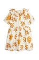 Dětské bavlněné šaty Mini Rodini 2225010113 béžová SS22