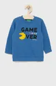 μπλε United Colors of Benetton - Παιδική βαμβακερή μπλούζα x Pac-Man Για αγόρια