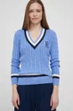 Bavlnený sveter Lauren Ralph Lauren modrá