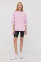Βαμβακερή μπλούζα HUGO ροζ