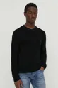 czarny AllSaints Sweter wełniany IVAR MERINO CREW Męski