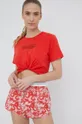 rdeča Bombažna pižama - kratke hlače Calvin Klein Underwear Ženski
