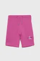 розовый Детские хлопковые шорты Calvin Klein Jeans Для девочек
