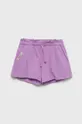 фіолетовий Дитячі бавовняні шорти United Colors of Benetton Для дівчаток
