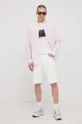 Rifľové krátke nohavice Superdry biela
