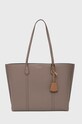 Δερμάτινη τσάντα Tory Burch λείο δέρμα καφέ 81932.093