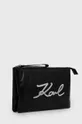 Kožená kozmetická taška Karl Lagerfeld čierna
