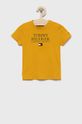 hořčicová Dětské bavlněné tričko Tommy Hilfiger Chlapecký