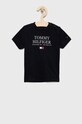 Dětské bavlněné tričko Tommy Hilfiger kulatý námořnická modř KB0KB07012.PPYY