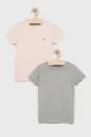 różowy Tommy Hilfiger t-shirt bawełniany dziecięcy (2-pack) Chłopięcy